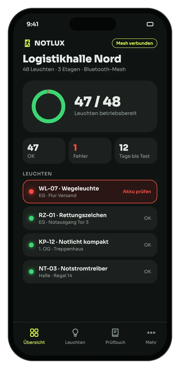 NOTLUX App – Building overview